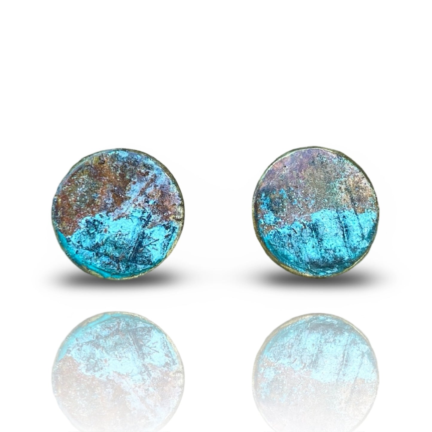 Patina Brass Ocean Disc Studs