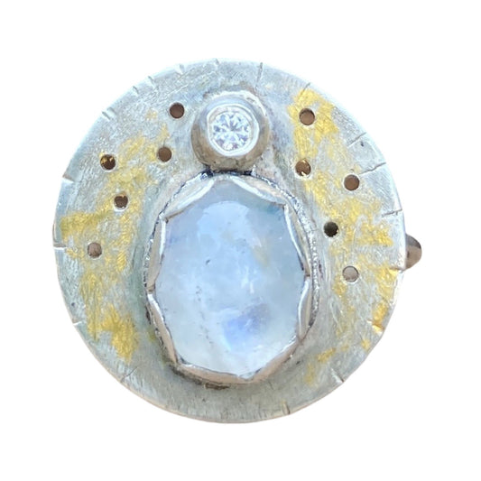 Moonstone Sapphire Circle Ring