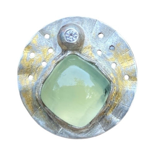 Prehnite Sapphire Circle Ring