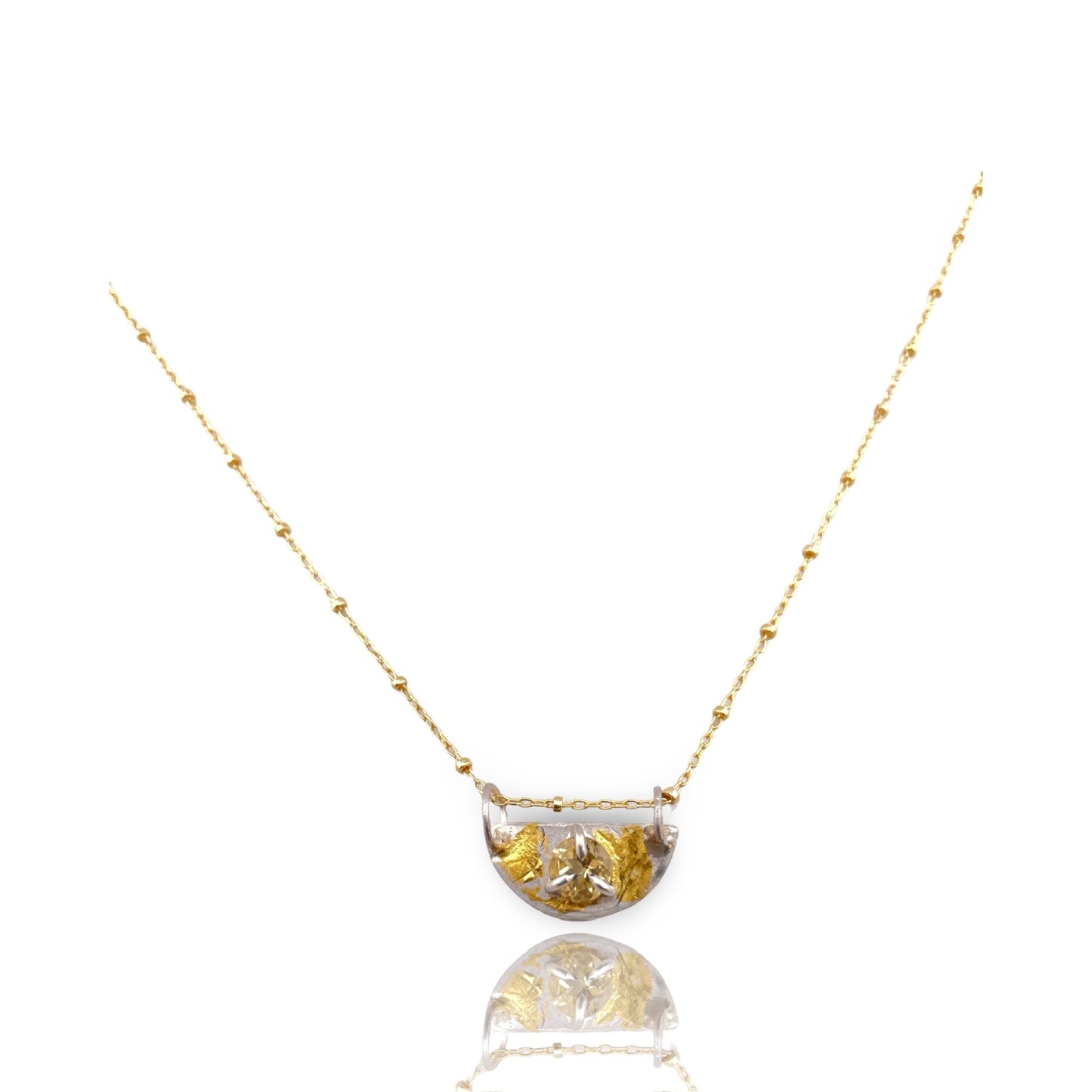 Half Moon Marbled Citrine Necklace