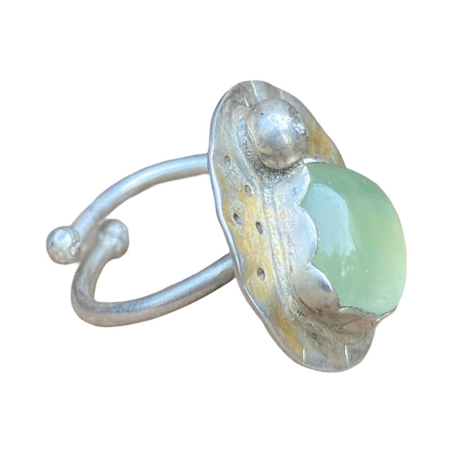 Prehnite Sapphire Circle Ring
