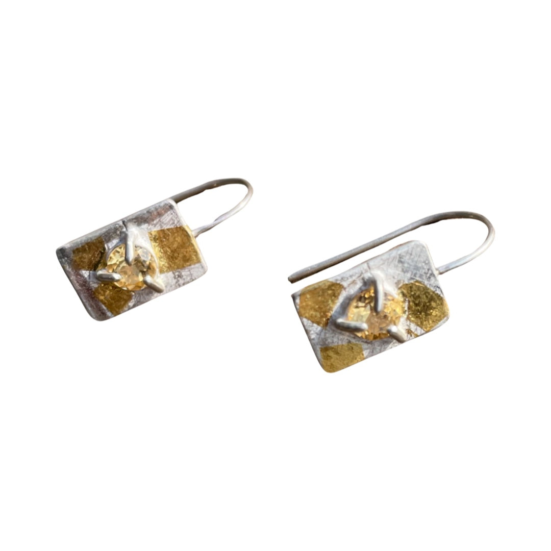 Dangling Rettangolo Marbled Citrine Earrings