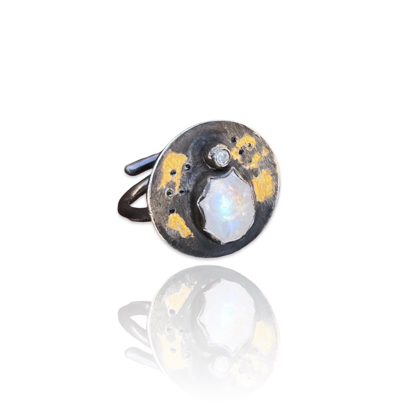 Oxidized Moonstone Sapphire Ring