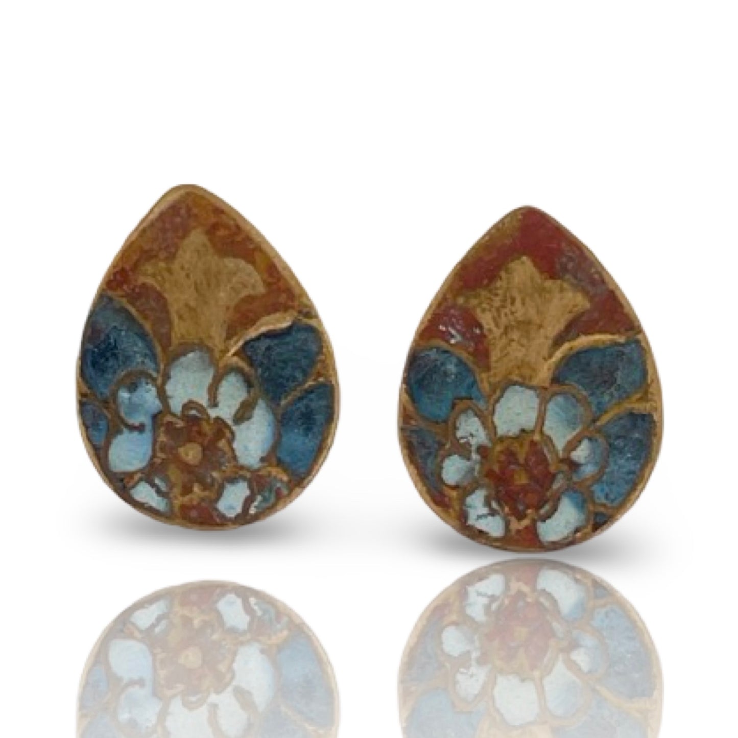Patina Floral Teardrop Studs