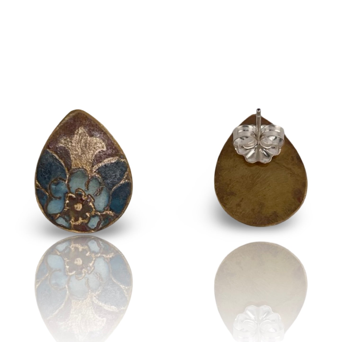 Patina Floral Teardrop Studs
