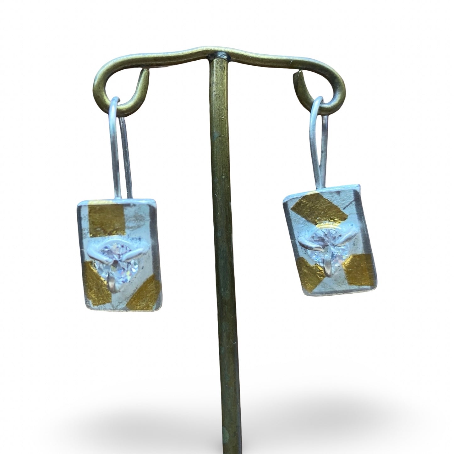 Dangling Rettangolo Marbled Earrings