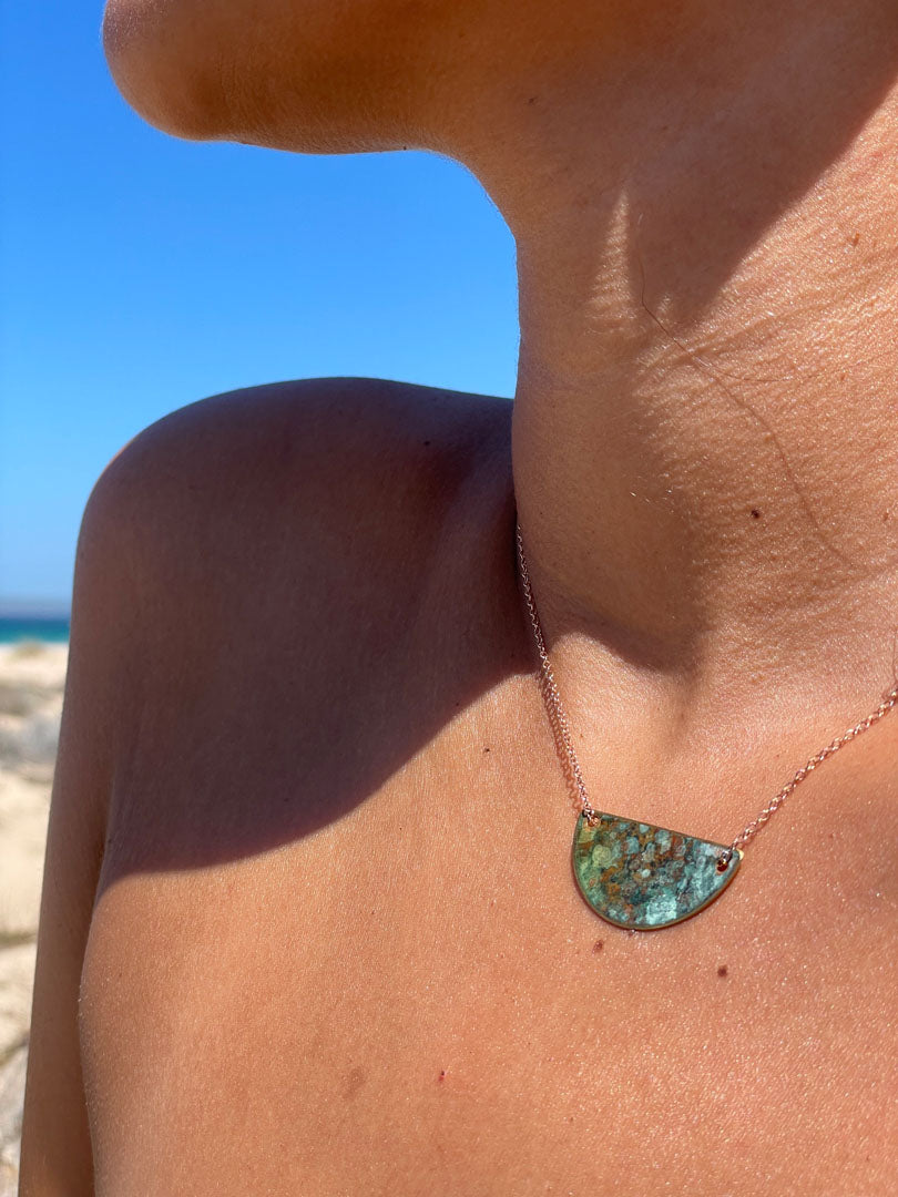 Half Moon Patinated Ocean Necklace