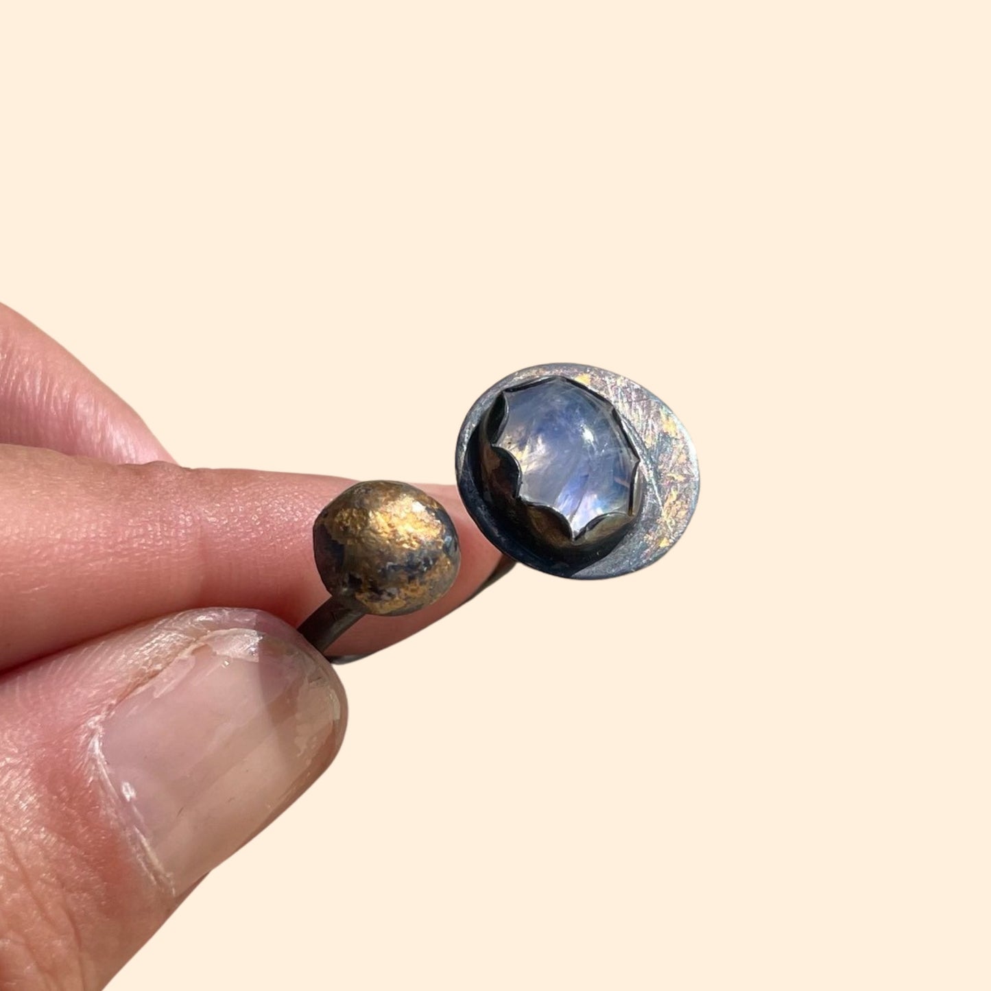 Blackened Moonstone Ring