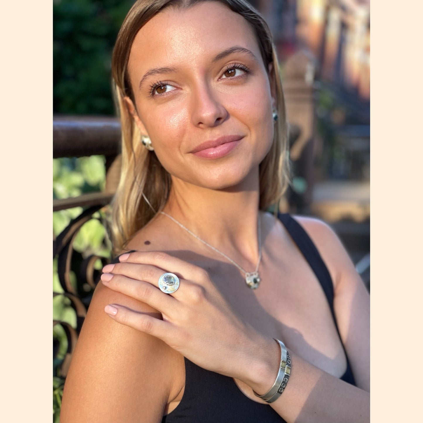 Labradorite Circle Ring