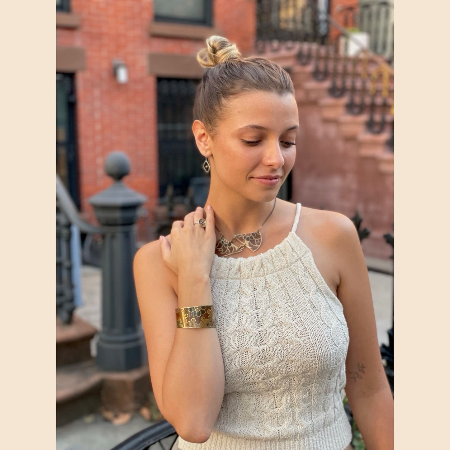 Hanging Blossom Patina Necklace