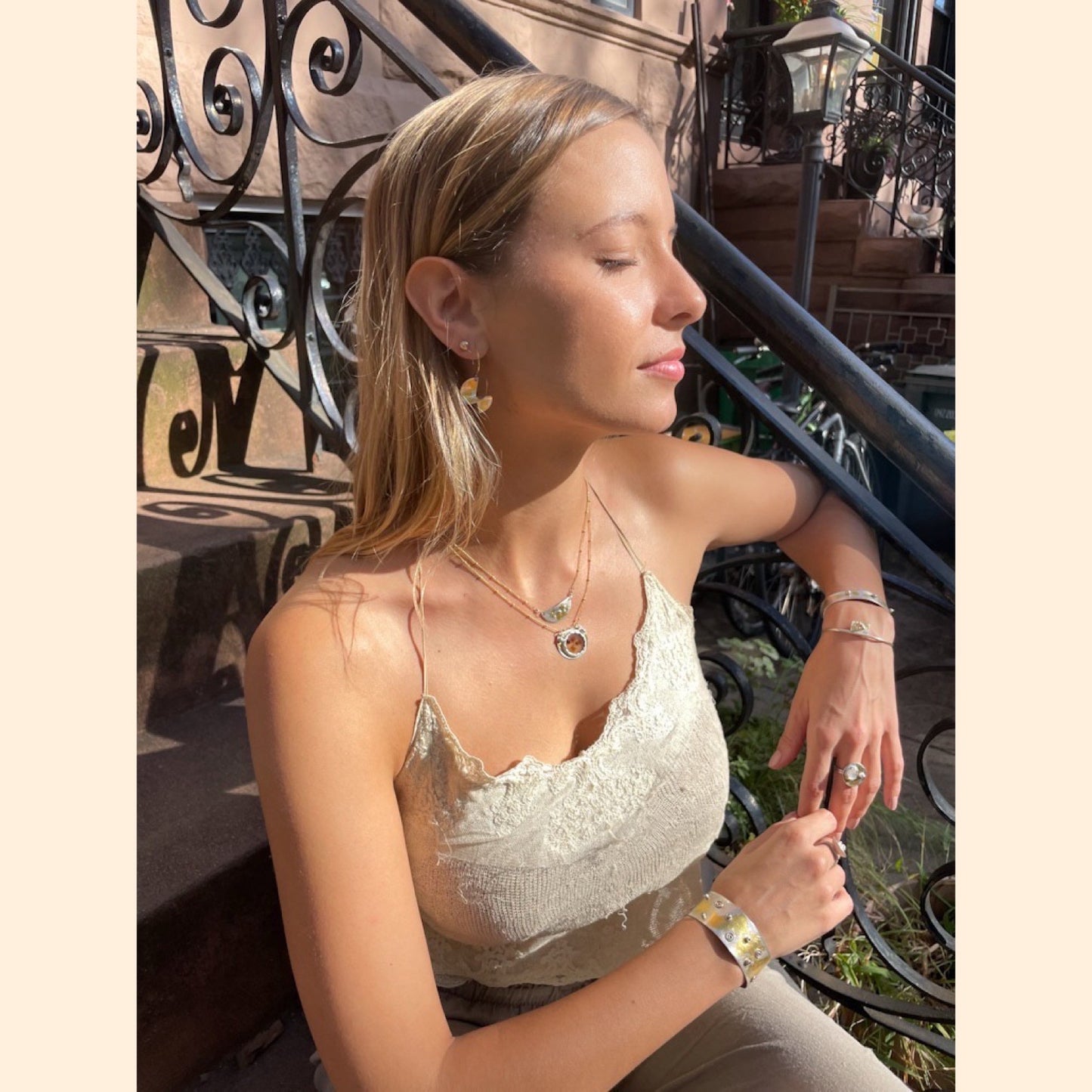 Half moon Dendritic Agate Necklace