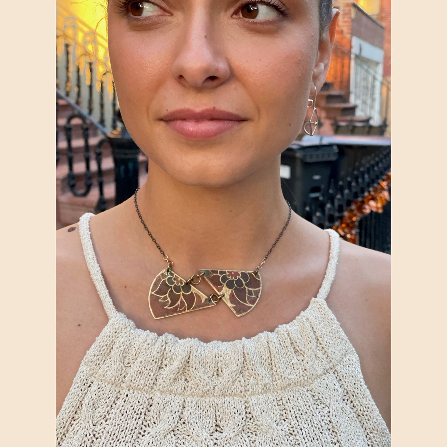 Hanging Blossom Patina Necklace