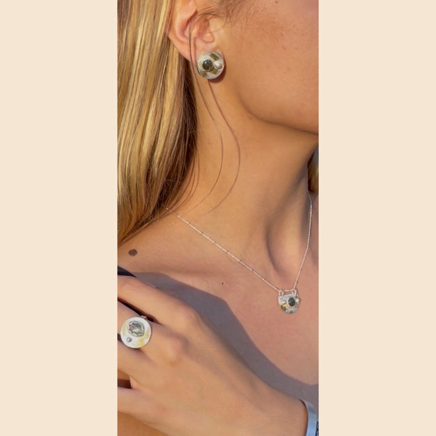 Labradorite Disc Studs