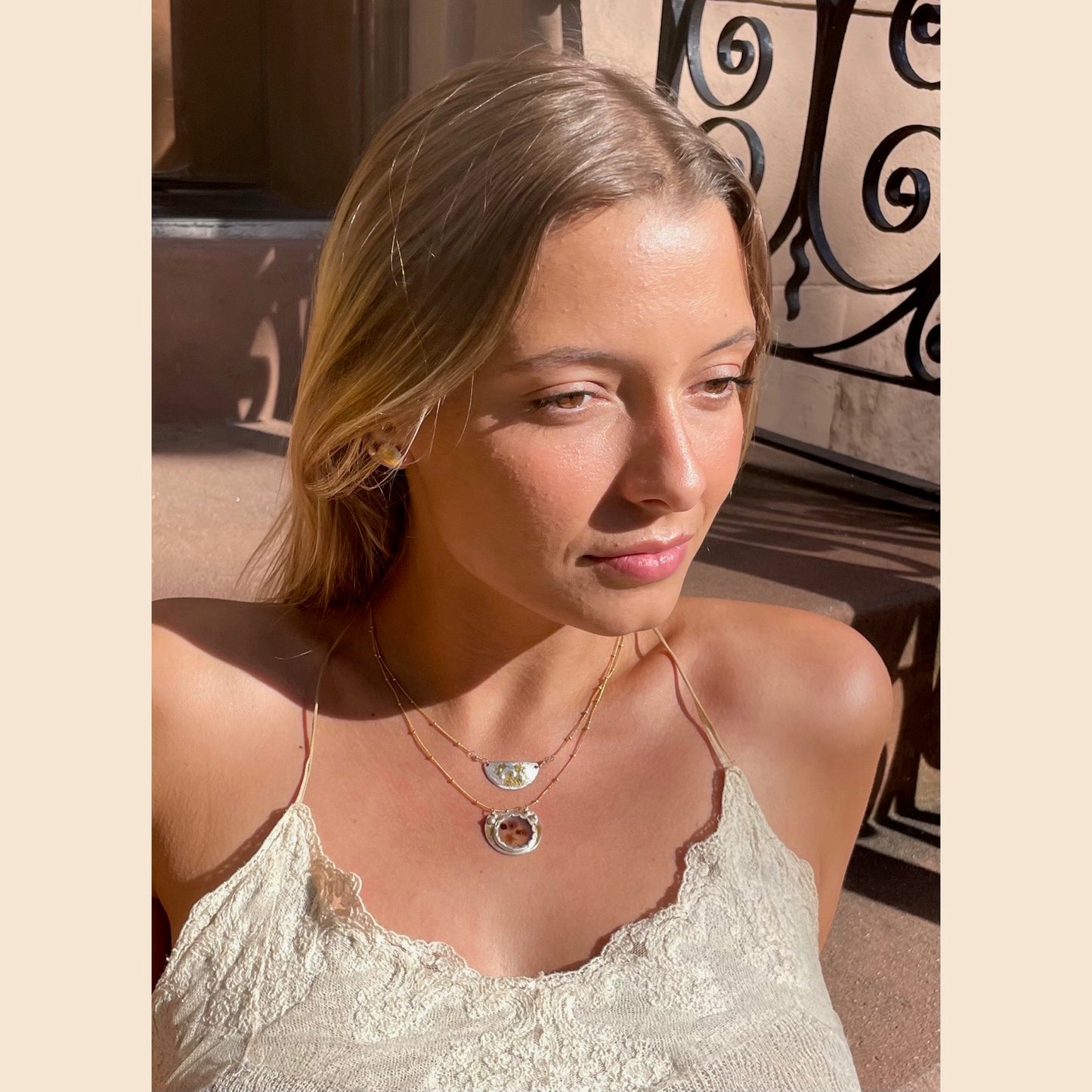 Half moon Dendritic Agate Necklace