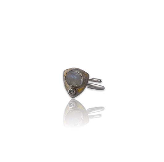 Moonstone Sapphire Triangle Ring