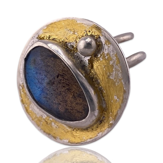 Rose Cut Marbled Labradorite Ring
