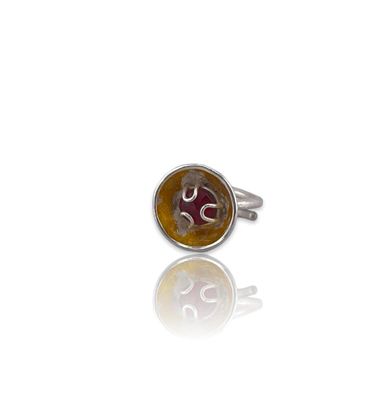 Rose Cut Garnet Cup Ring