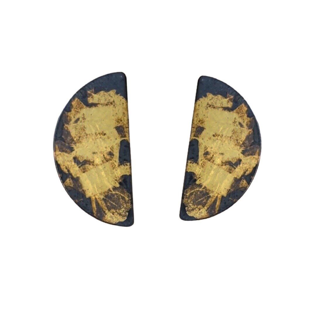 Large Half Moon Marbled Studs