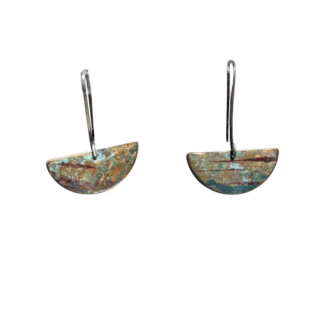 Half Moon Dangling Patina Earrings