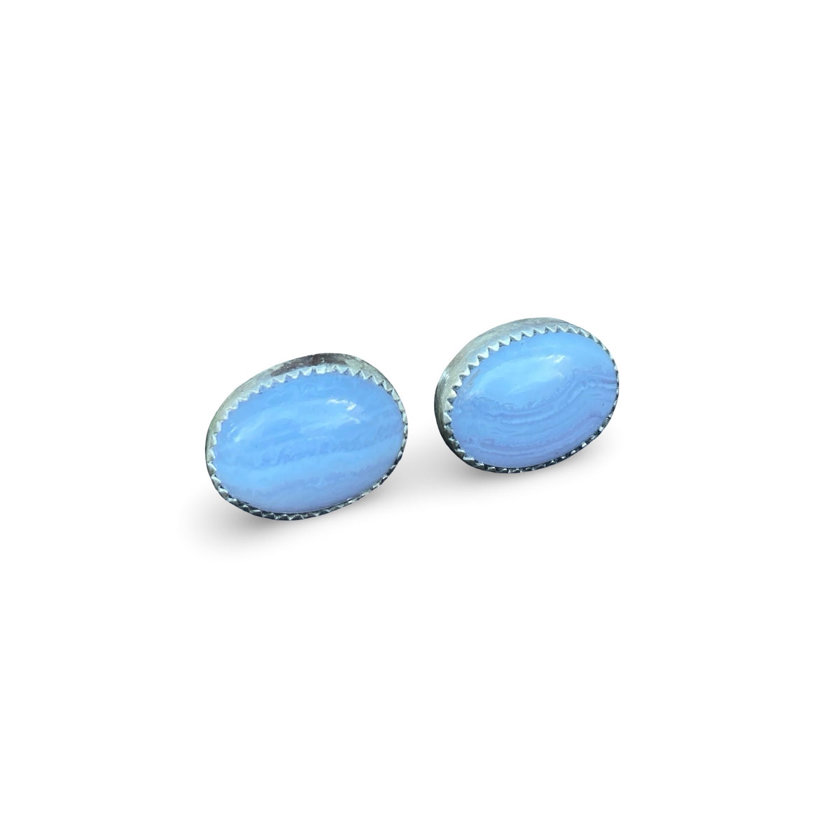Lace Agate Bezel Studs