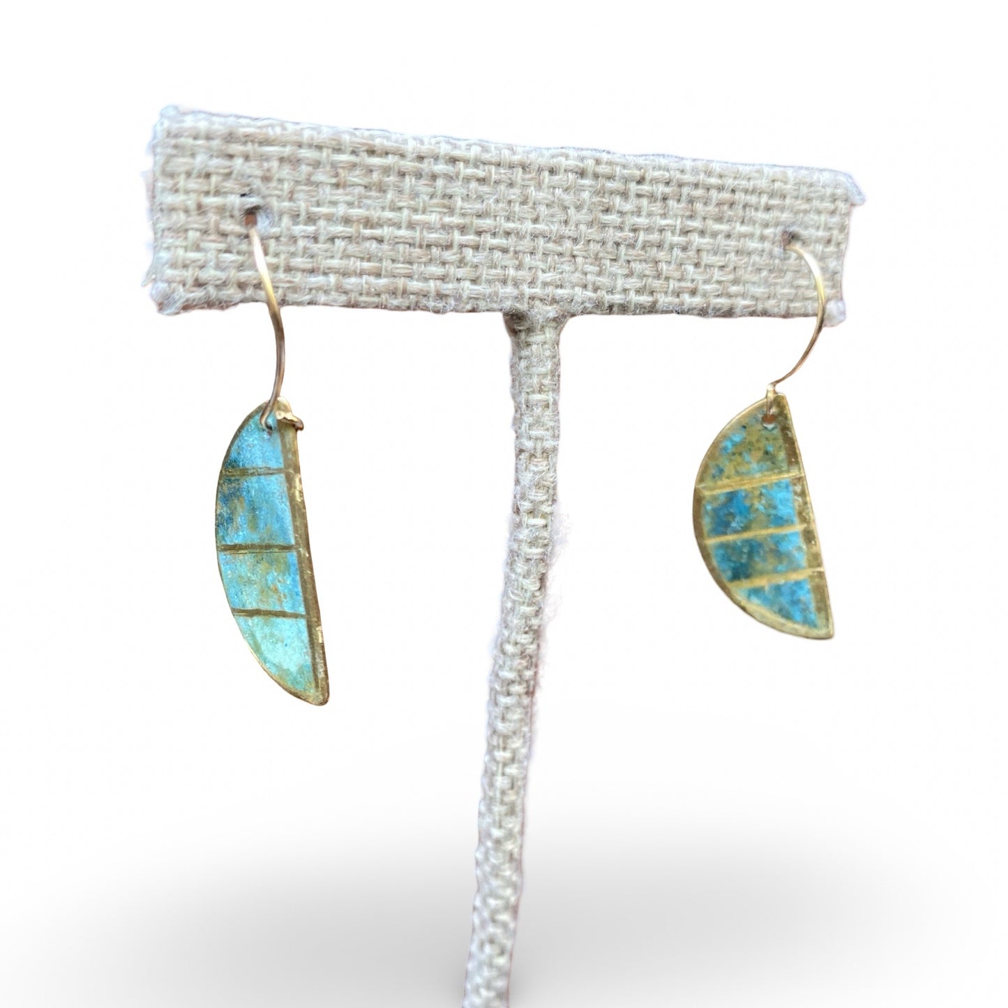Patina Half Moon Line Dangling Earrings