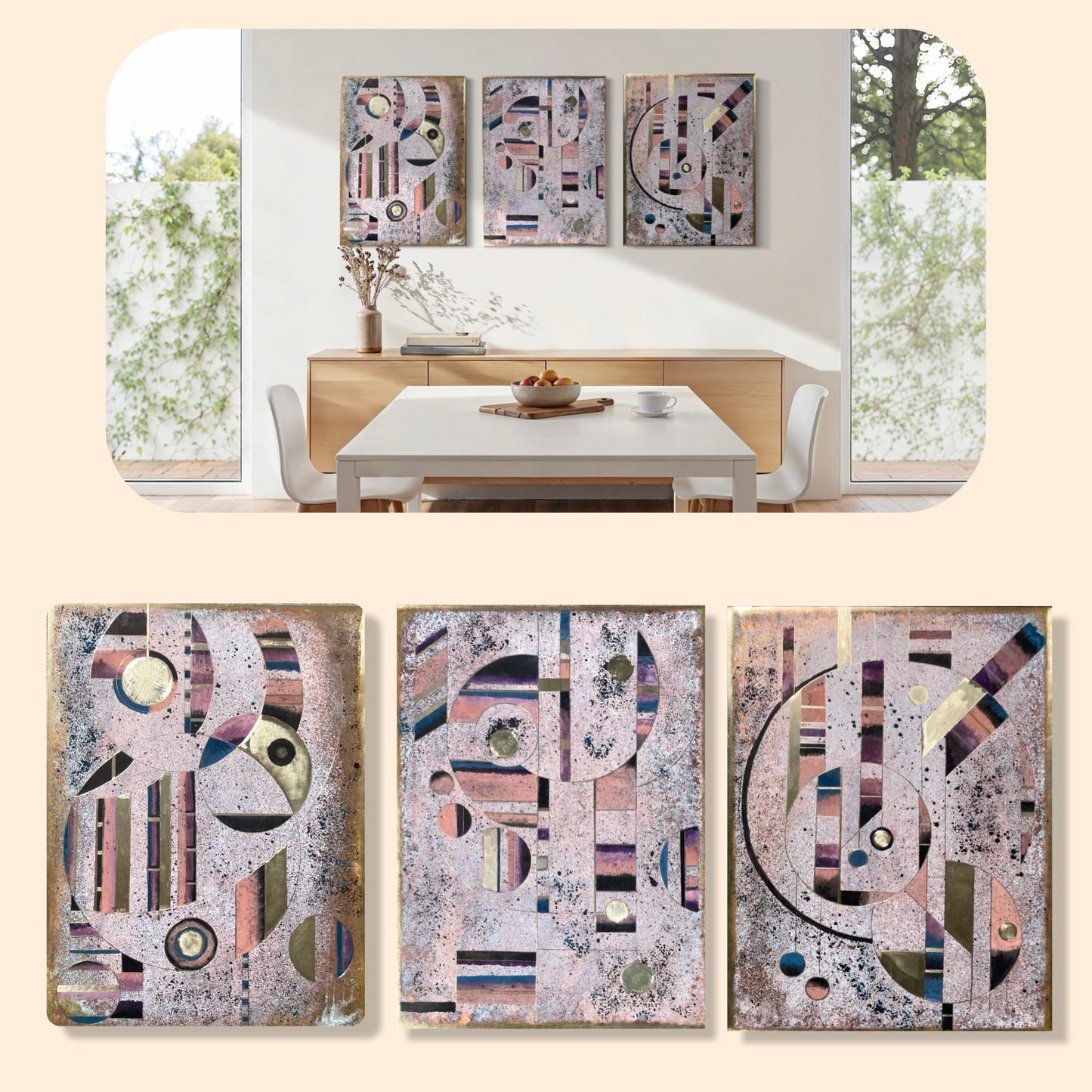 Mauve Moss Triptych