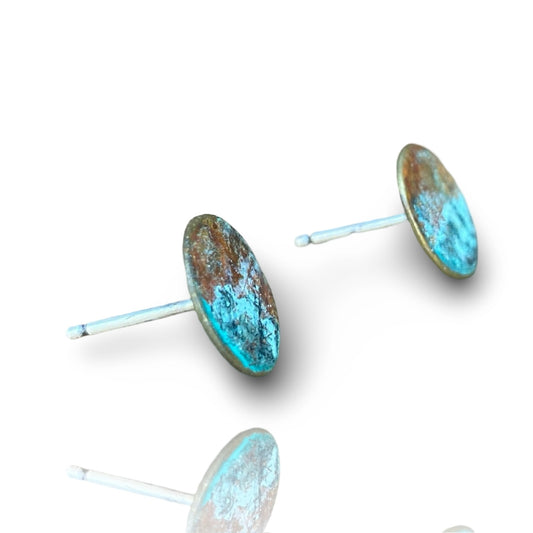 Patina Brass Ocean Disc Studs