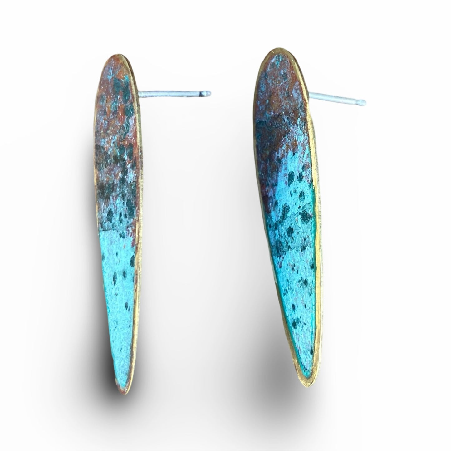 Patina Long Teardrop Fall Studs