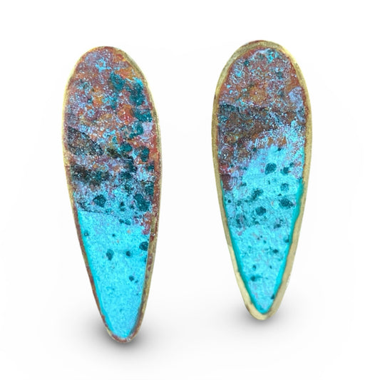 Patina Long Teardrop Fall Studs