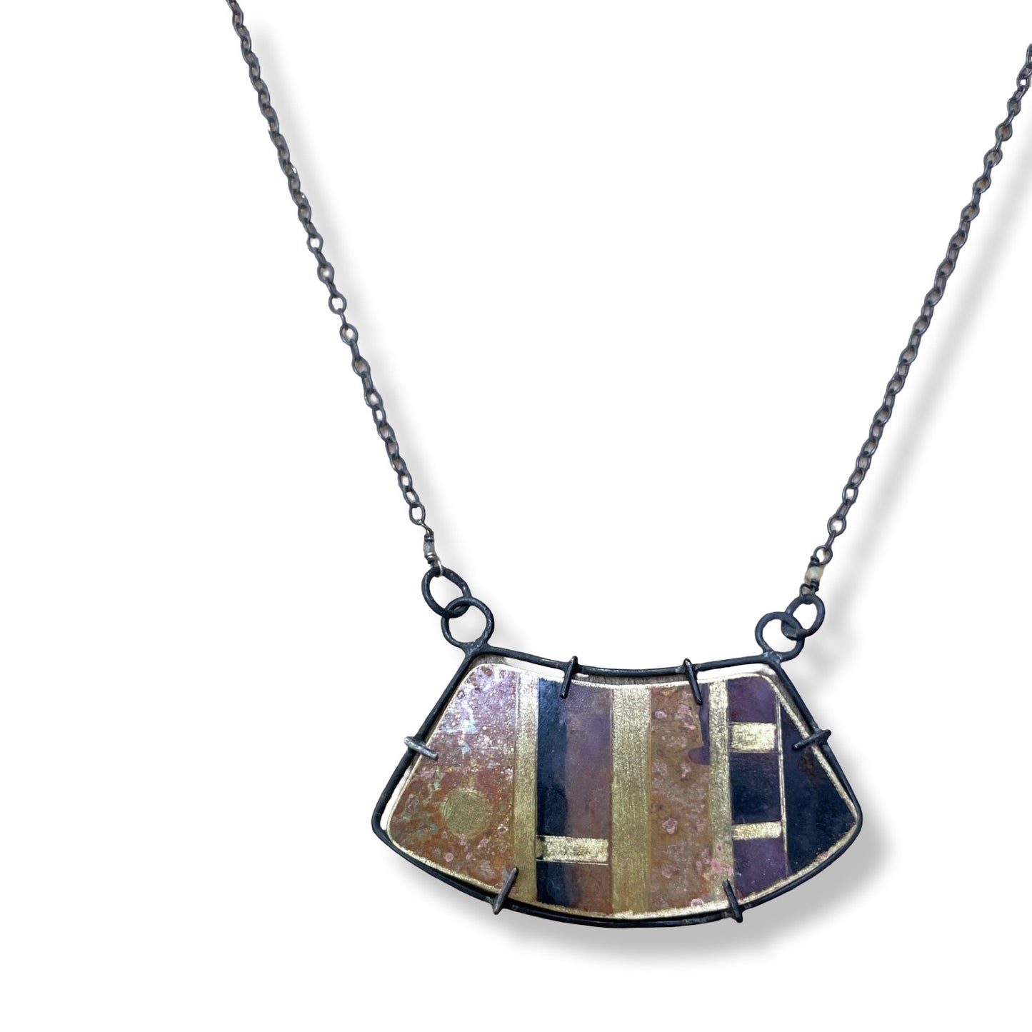 Framed Abstract Patina Necklace