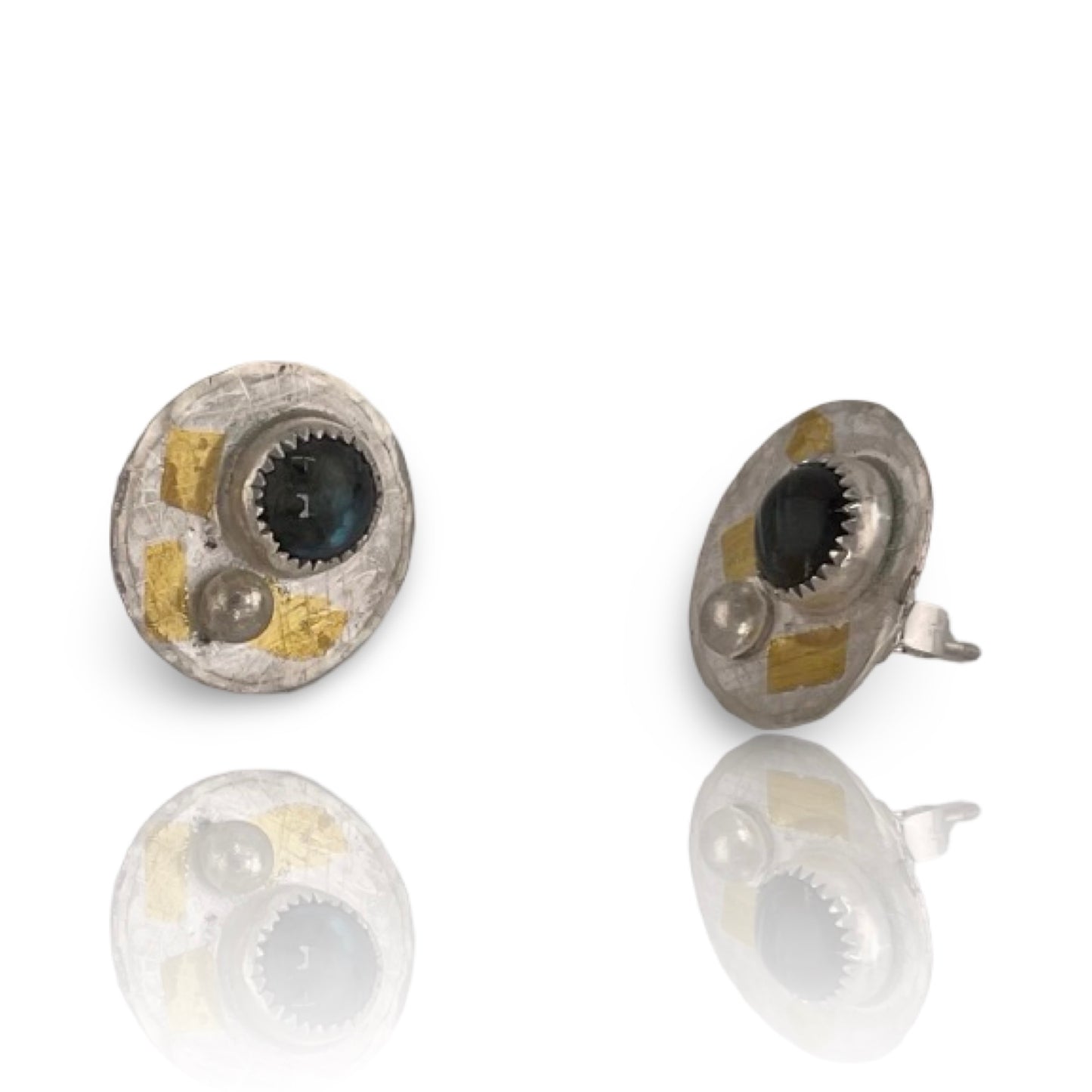 Labradorite Disc Studs