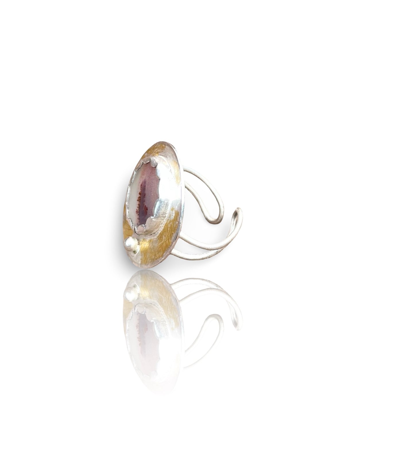 Marbled Dendritic Agate Disc Rings