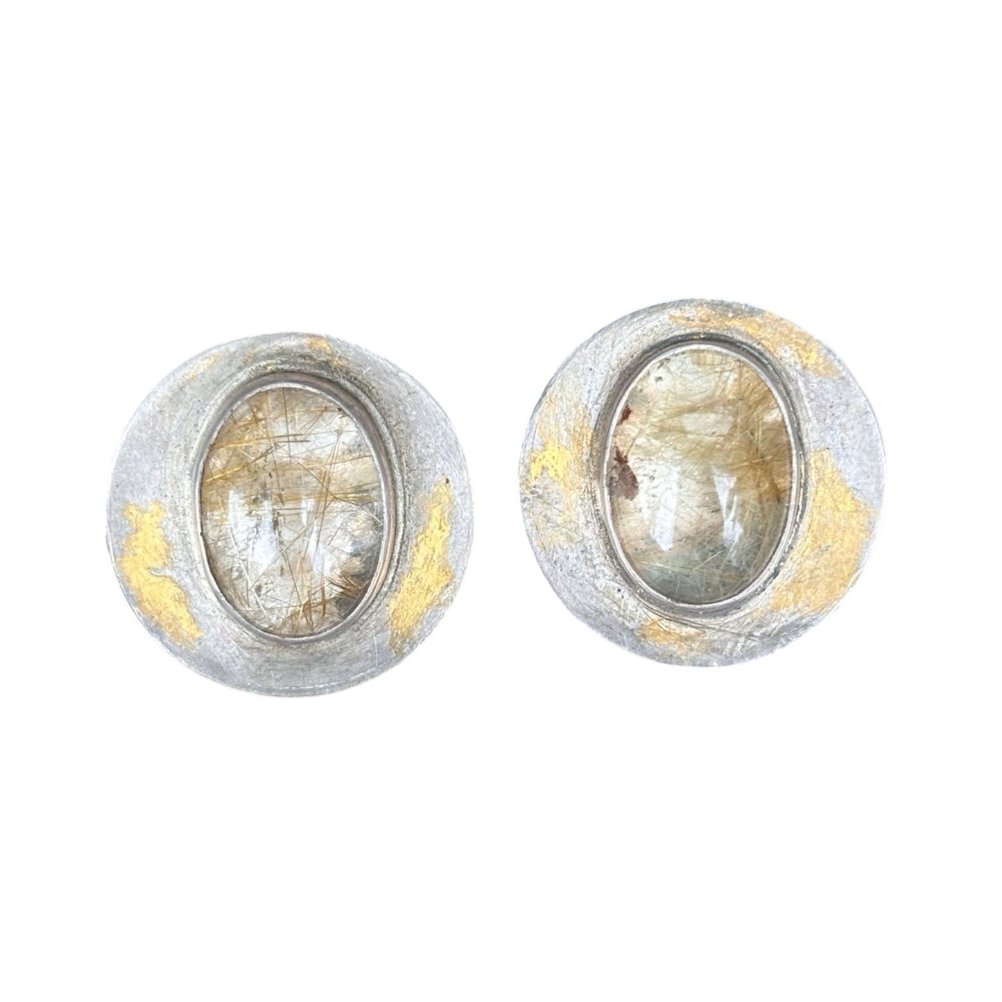 Circle Rutilated Quartz Studs