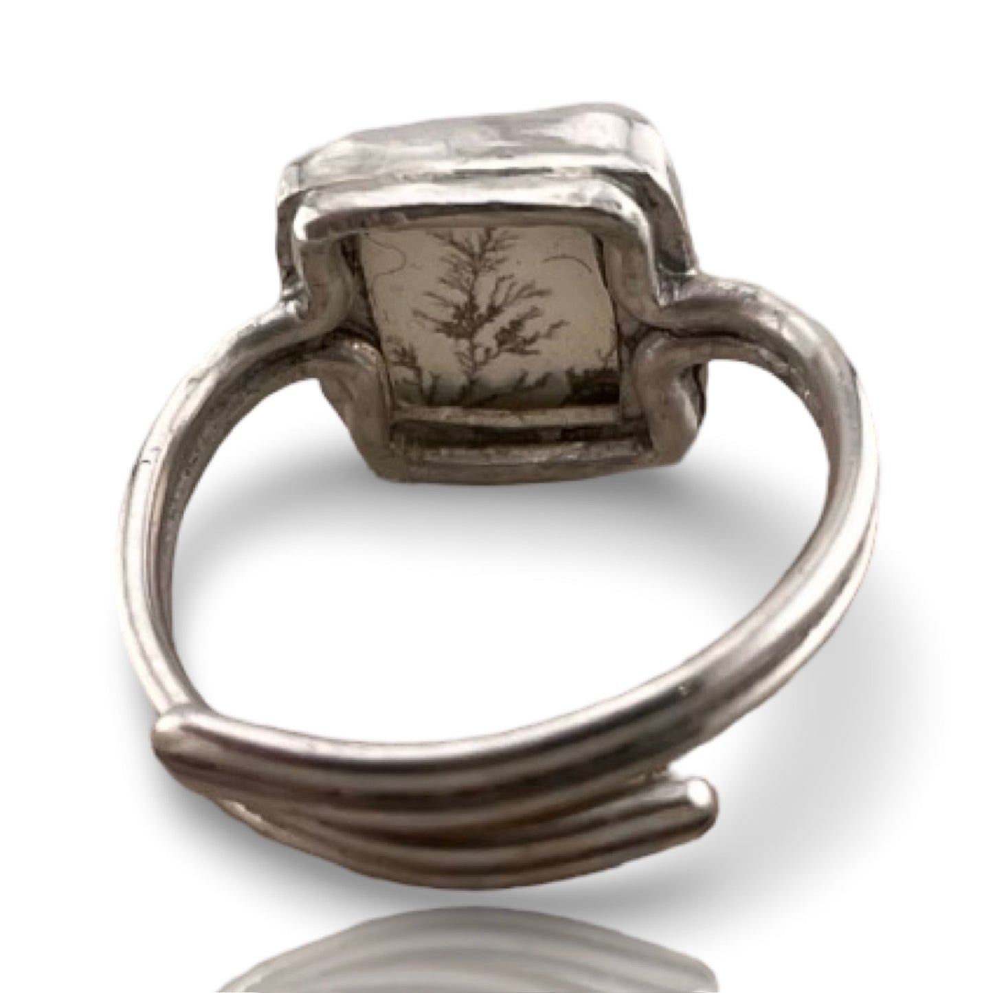 Silver Dendritic Agate Ring