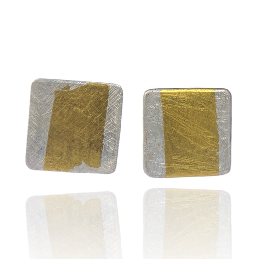 Gold and Silver Square Stud