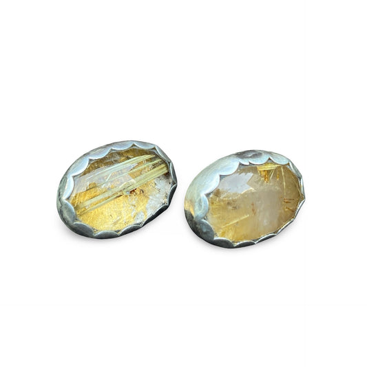 Rutilated Quartz Bezel Studs