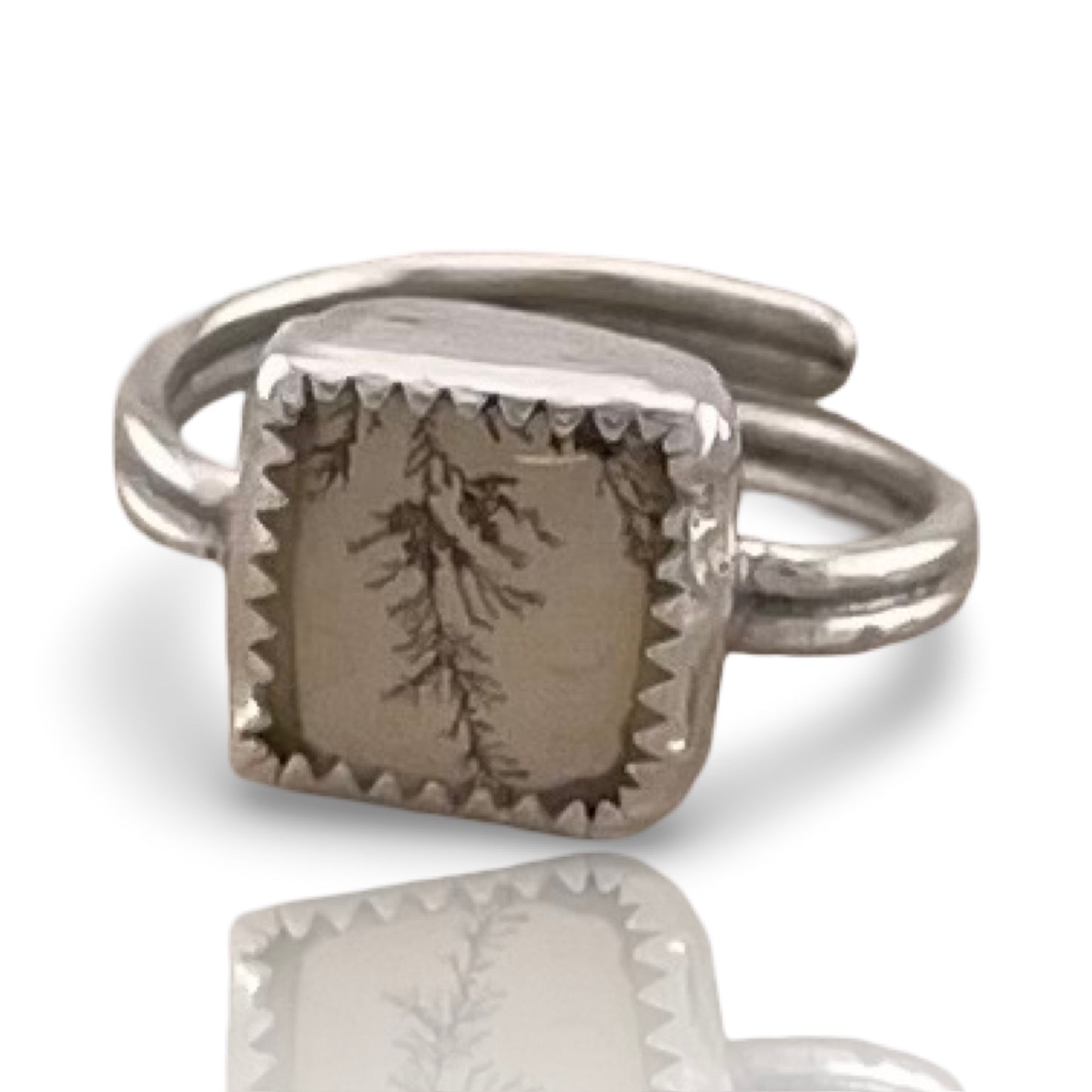 Silver Dendritic Agate Ring