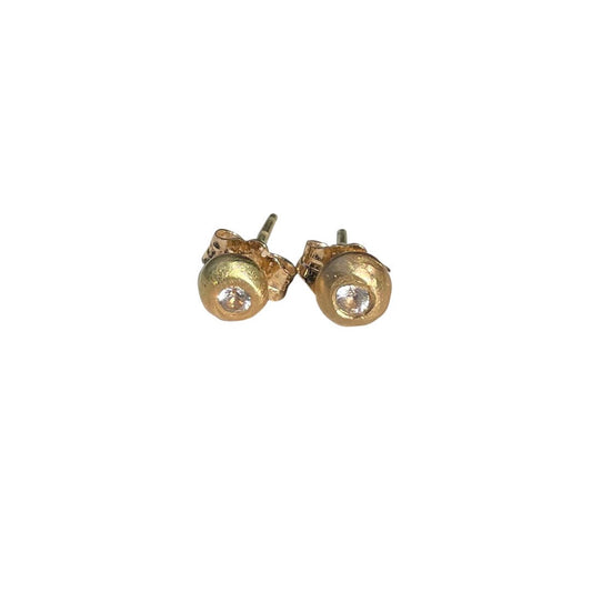 White Cultivated Sapphire Studs Gold