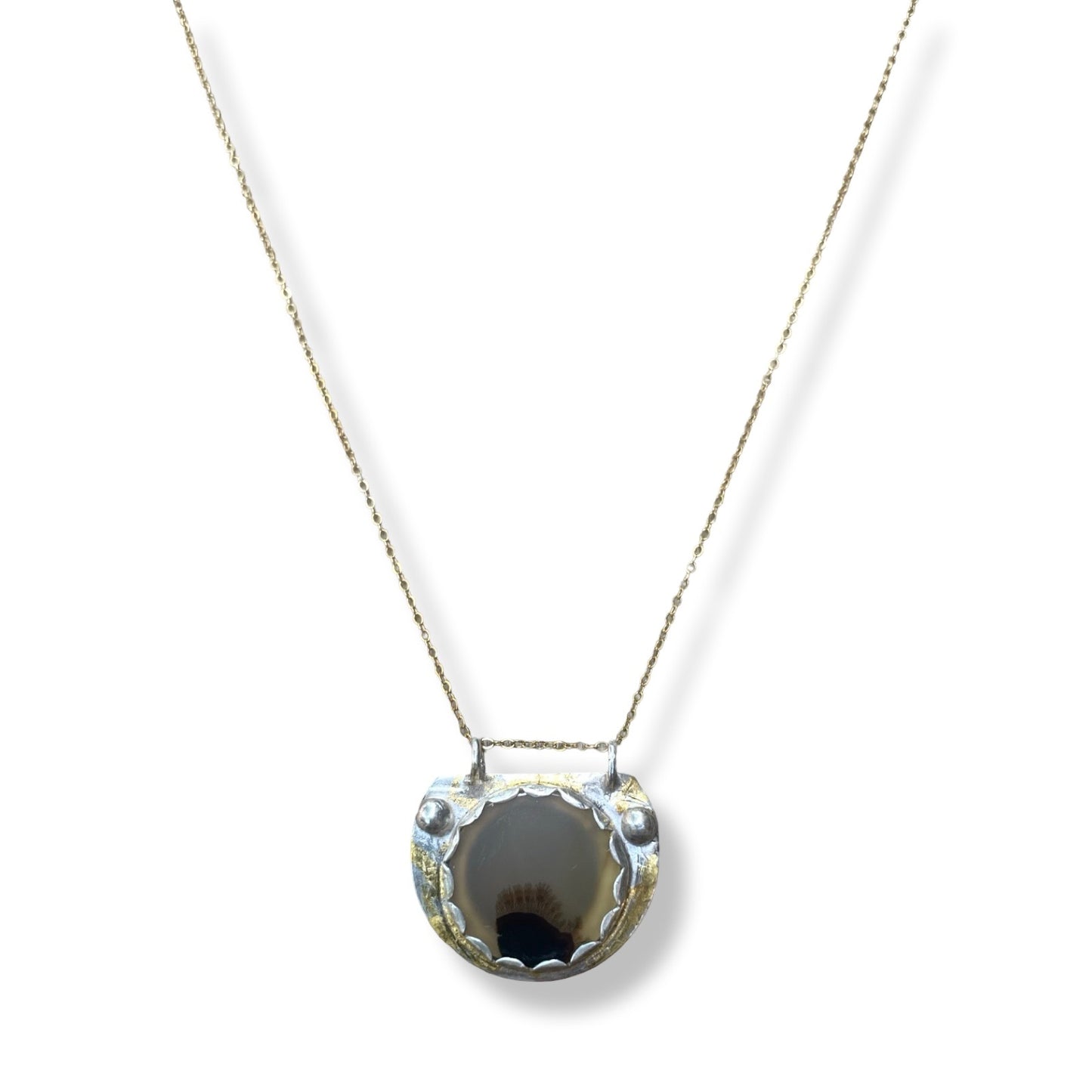 Half moon Dendritic Agate Necklace