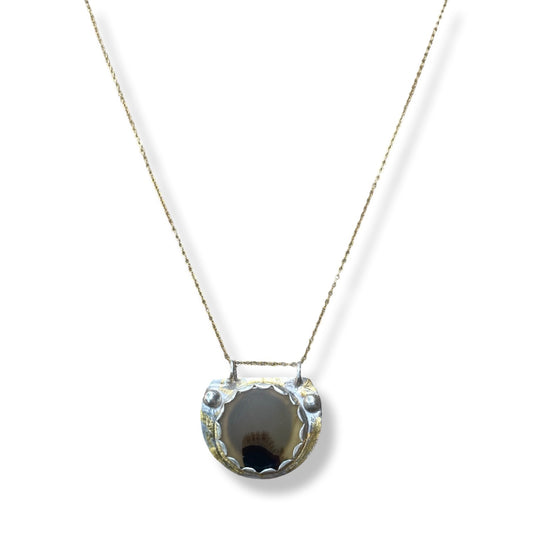 Half moon Dendritic Agate Necklace