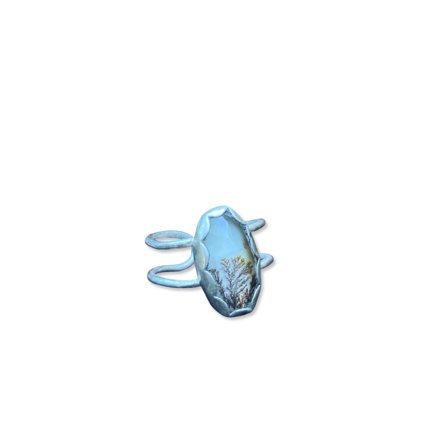 Silver Dendritic Agate Ring