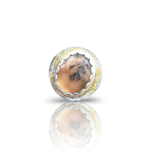 Marbled Dendritic Agate Disc Rings
