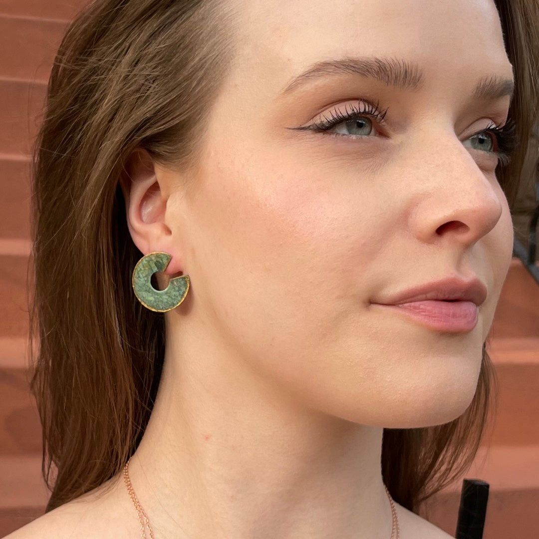 Large patina C-shape Earrings