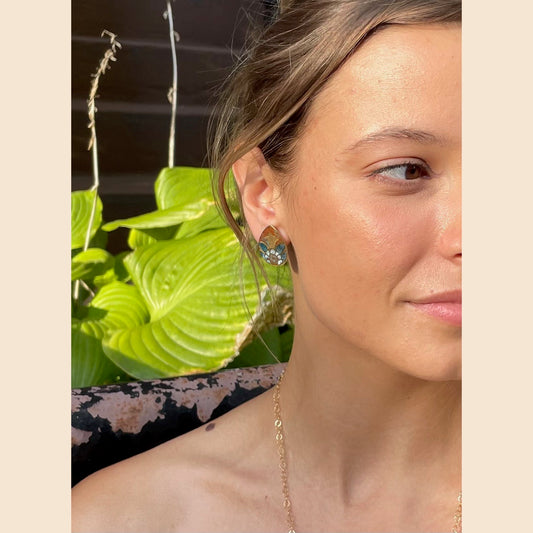 Patina Floral Teardrop Studs