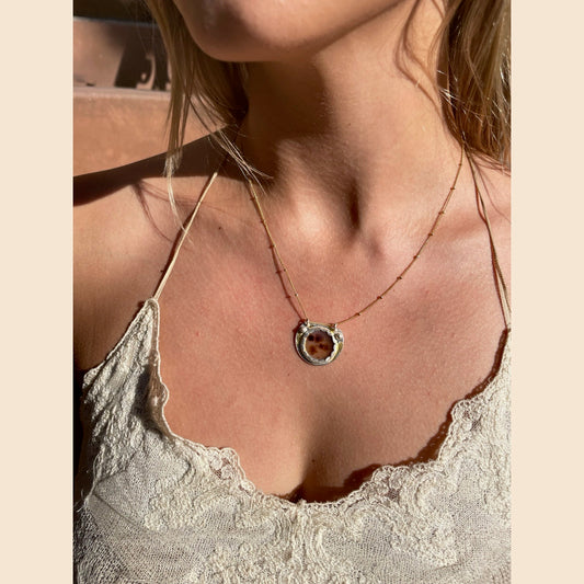 Half moon Dendritic Agate Necklace