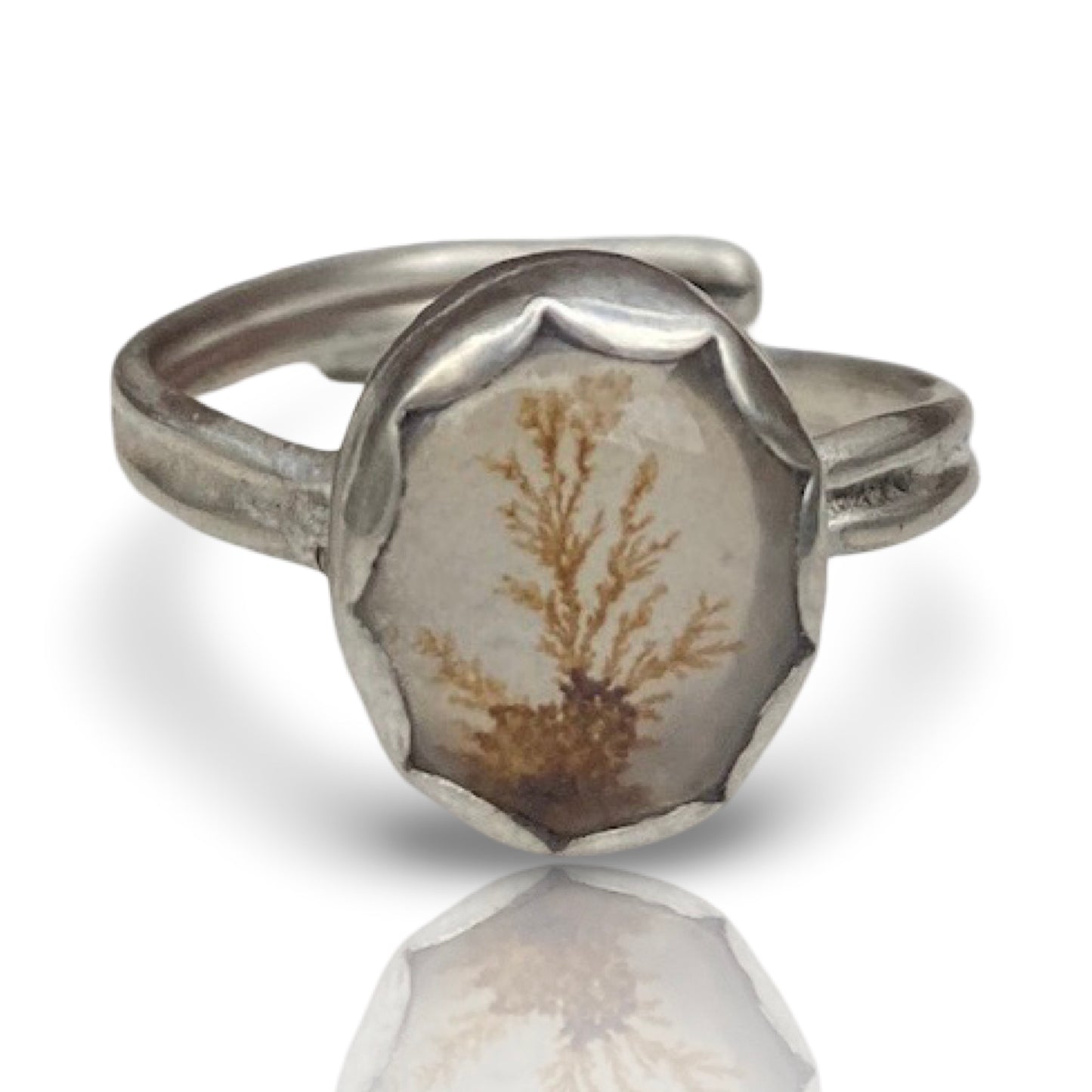 Silver Dendritic Agate Ring
