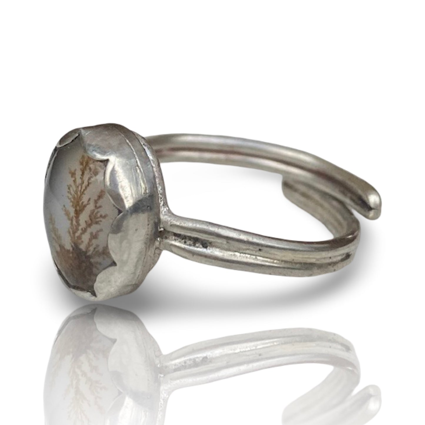 Silver Dendritic Agate Ring
