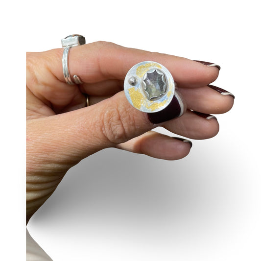 Rose Cut Marbled Labradorite Ring