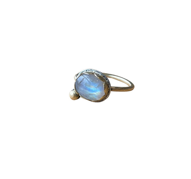 Gold Moonstone Crown Ring
